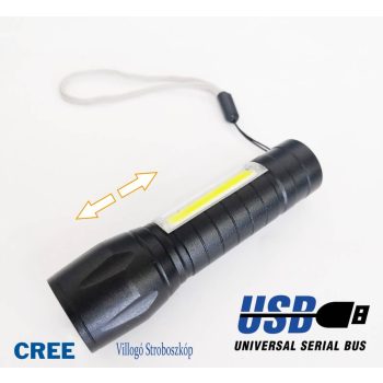 Akkumulátoros LED zseblámpa - USB-ről tölthető